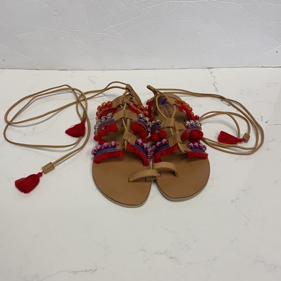 COPY - Anthropology Barbara barbieri tassel Pom lace Gladiator Sandal - Picture 5 of 16